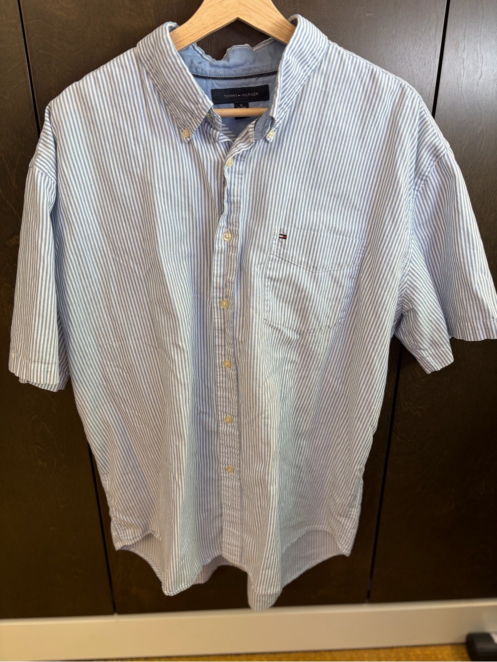 Tommy Hilfiger University stripe Oxford Short-Sleeve Button-Down Shirt XL